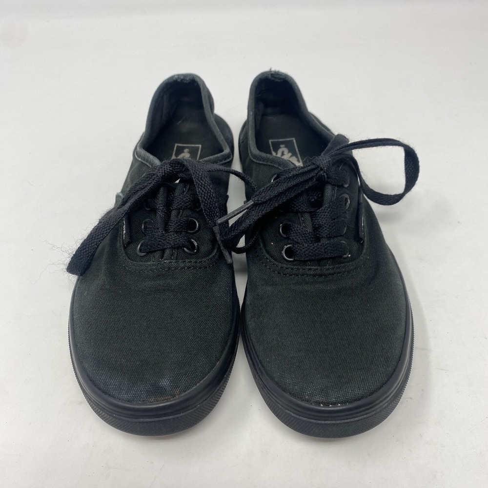 Vans Classic Lace Up Shoes Solid Black Gum Low Cut US Youth Size‎ 2.5